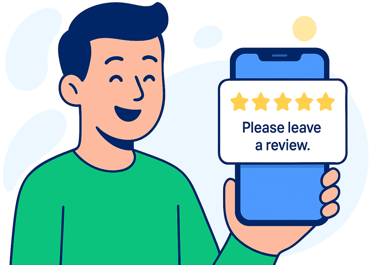 Client recevant une demande d’avis simple sur son téléphone
