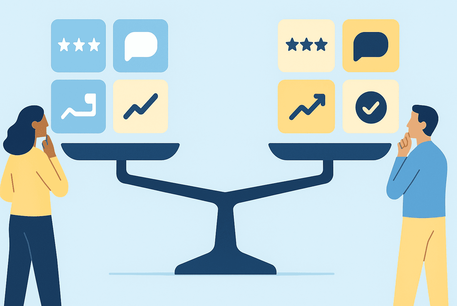 Comparison table showing features of top five review management tools for small businesses