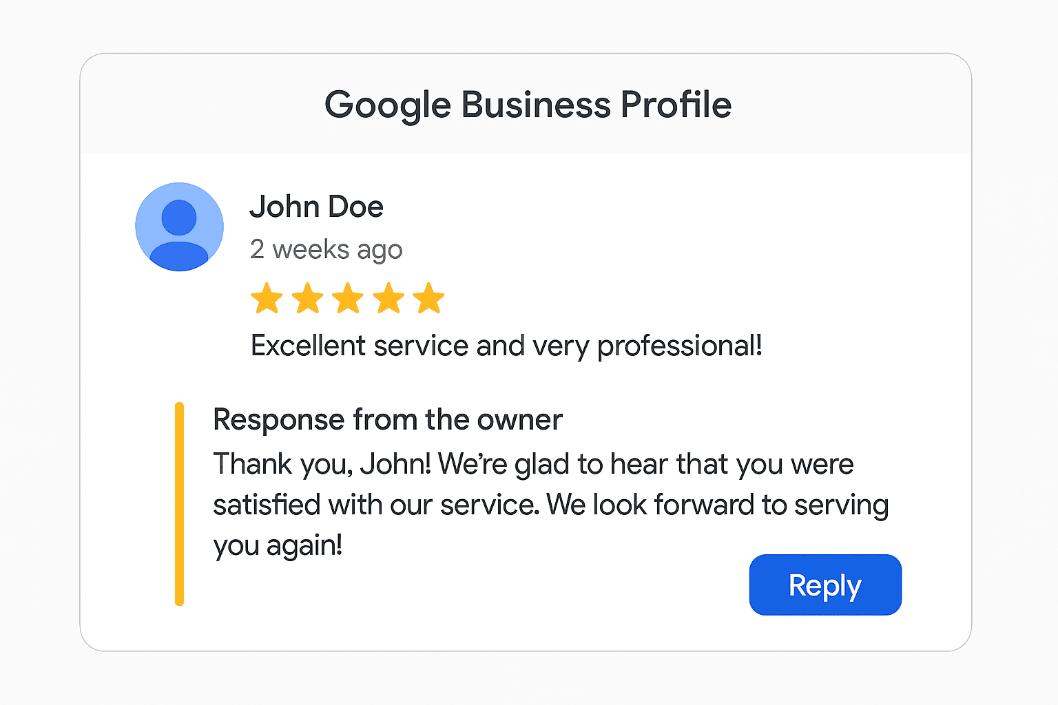 Exemples d'interfaces illustrant des réponses positives aux avis Google